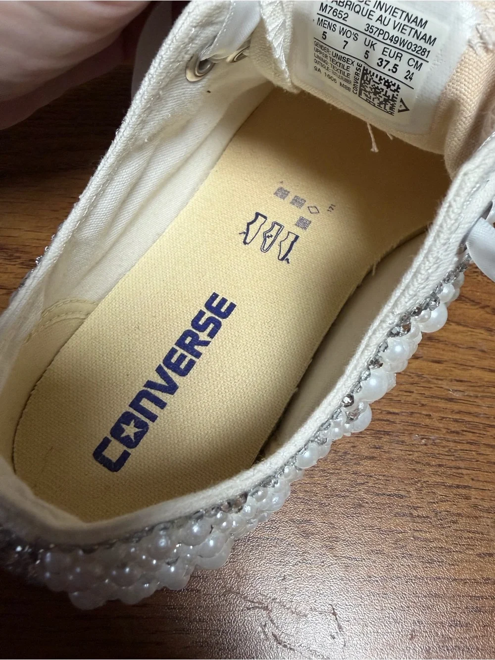 Converse All Star custom pearl bling sneakers 7